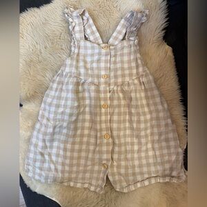 gingham pinafore style dress